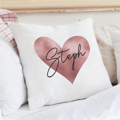 Personalised Rose Gold Heart Cushion