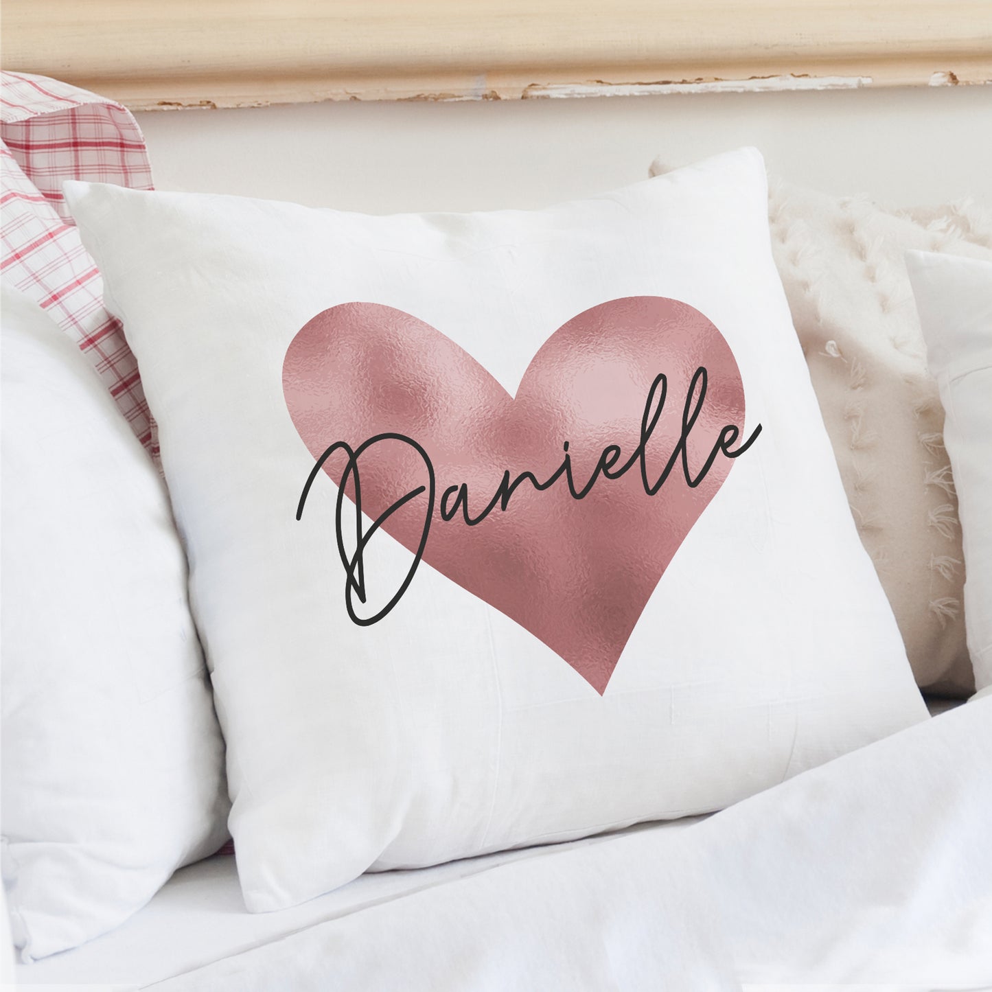 Personalised Rose Gold Heart Cushion