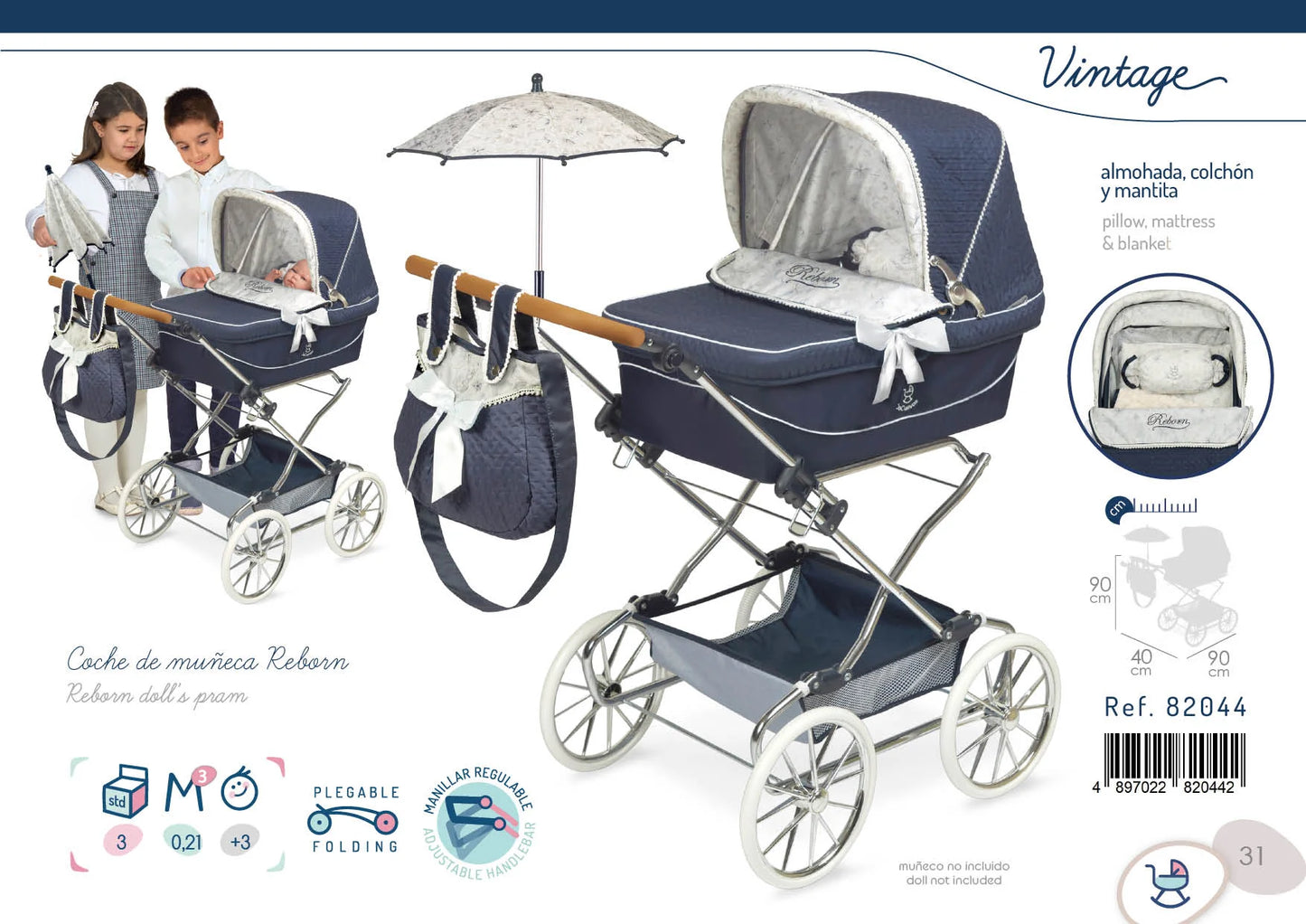 Vintage Navy Reborn Pram XL