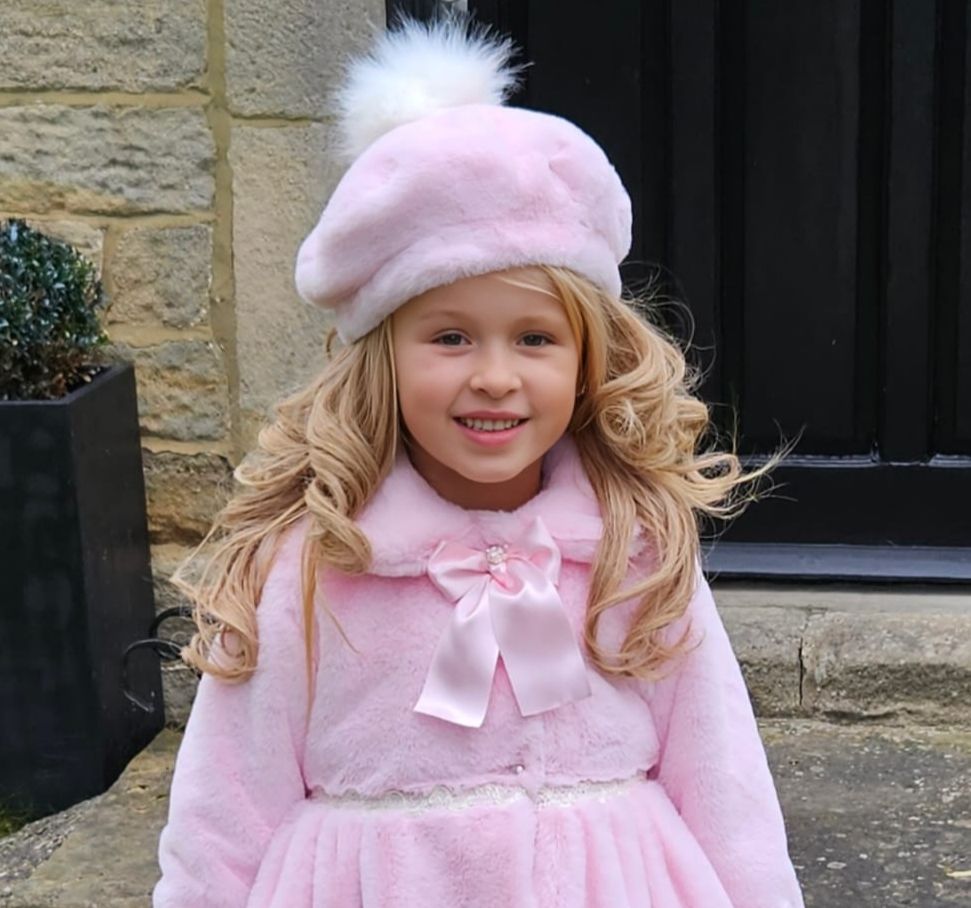 Pink Fur Beret with PomPom