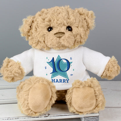 Personalised Blue Big Age Teddy Bear