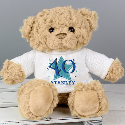 Personalised Blue Big Age Teddy Bear