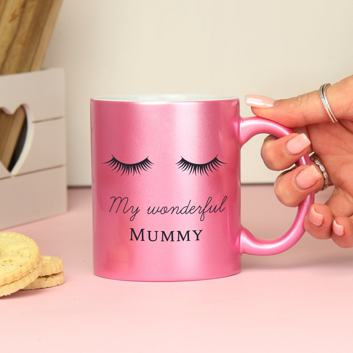 Personalised Pink Glitter Eyelash Mug