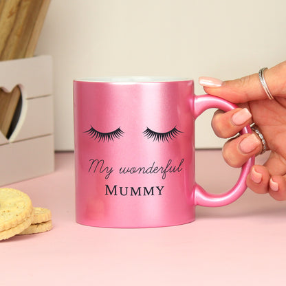 Personalised Pink Glitter Eyelash Mug