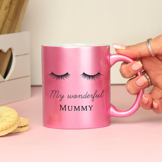 Personalised Pink Glitter Eyelash Mug