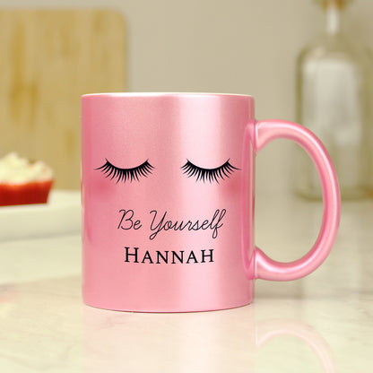 Personalised Pink Glitter Eyelash Mug