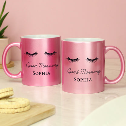 Personalised Pink Glitter Eyelash Mug