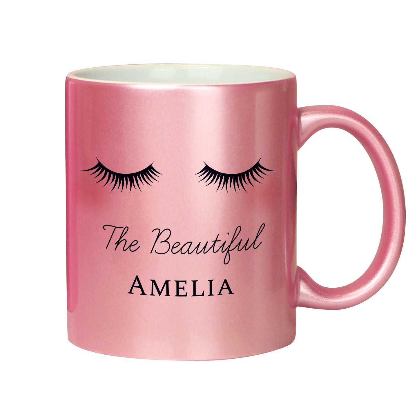 Personalised Pink Glitter Eyelash Mug