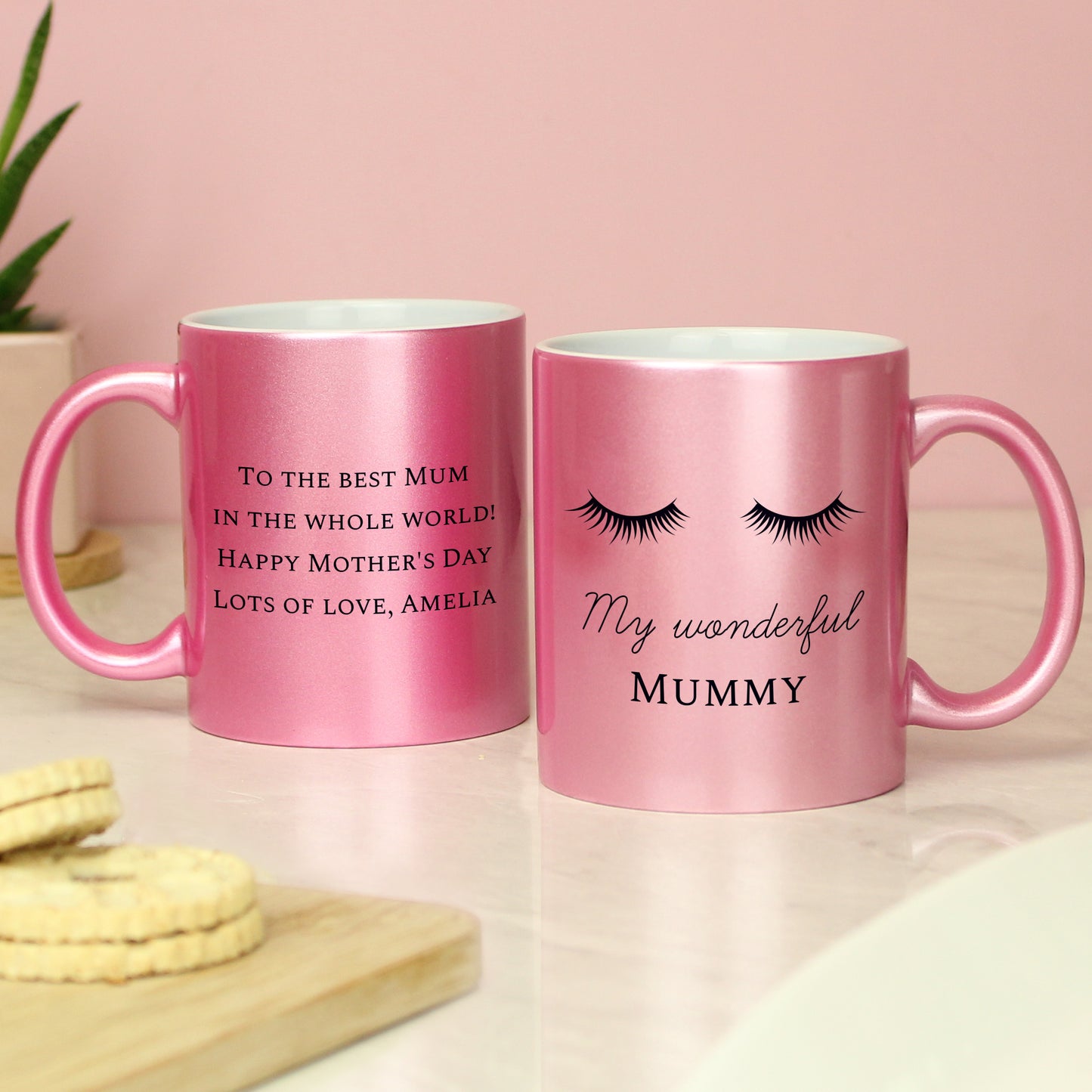 Personalised Pink Glitter Eyelash Mug