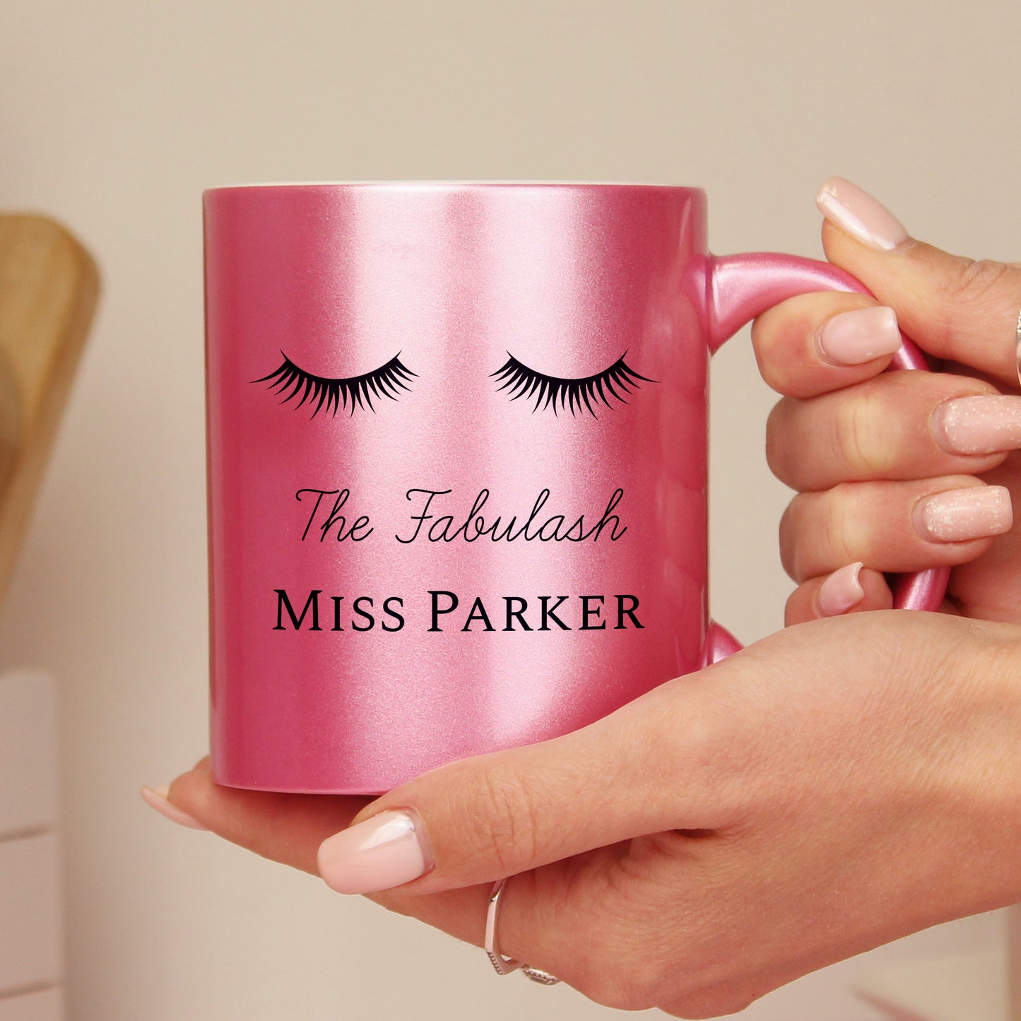 Personalised Pink Glitter Eyelash Mug