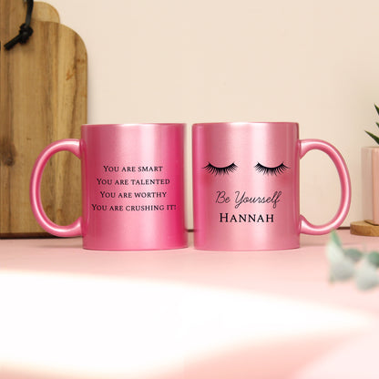 Personalised Pink Glitter Eyelash Mug