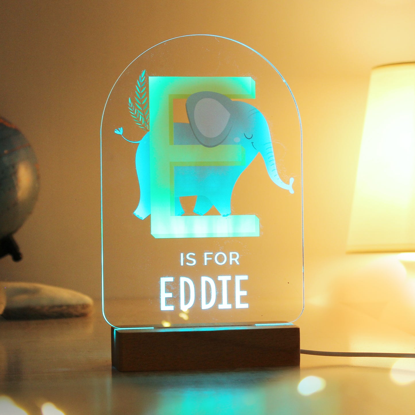 Personalised Animal Alphabet Wooden Based LED Light