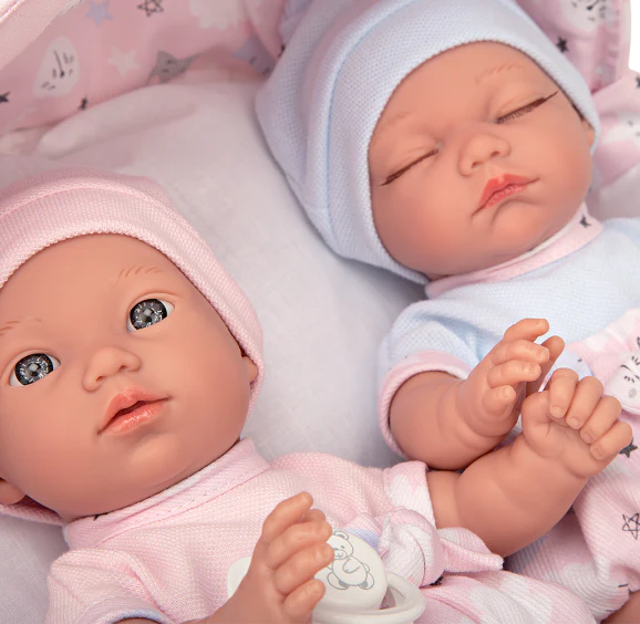 Twin Babies with Carrycot