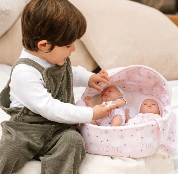 Twin Babies with Carrycot