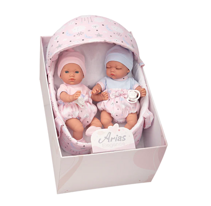 Twin Babies with Carrycot