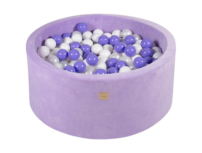 Lavender Velvet Round Foam Ball Pit with 250 Balls